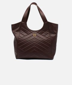 Quilted Leather Double Handle Shopping Bag