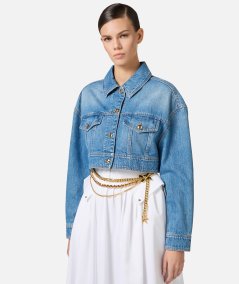 Giubbotto corto oversize in denim