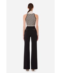 Palazzo trousers with enameled buttons