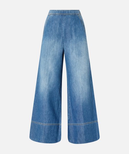 Jeans palazzo in denim misto lino