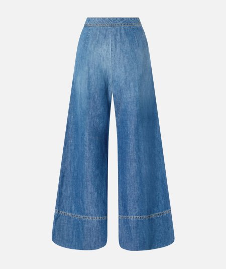 Jeans palazzo in denim misto lino