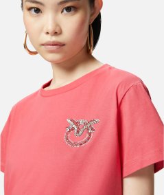 T-shirt maniche corte con ricamo gioiello Love Birds